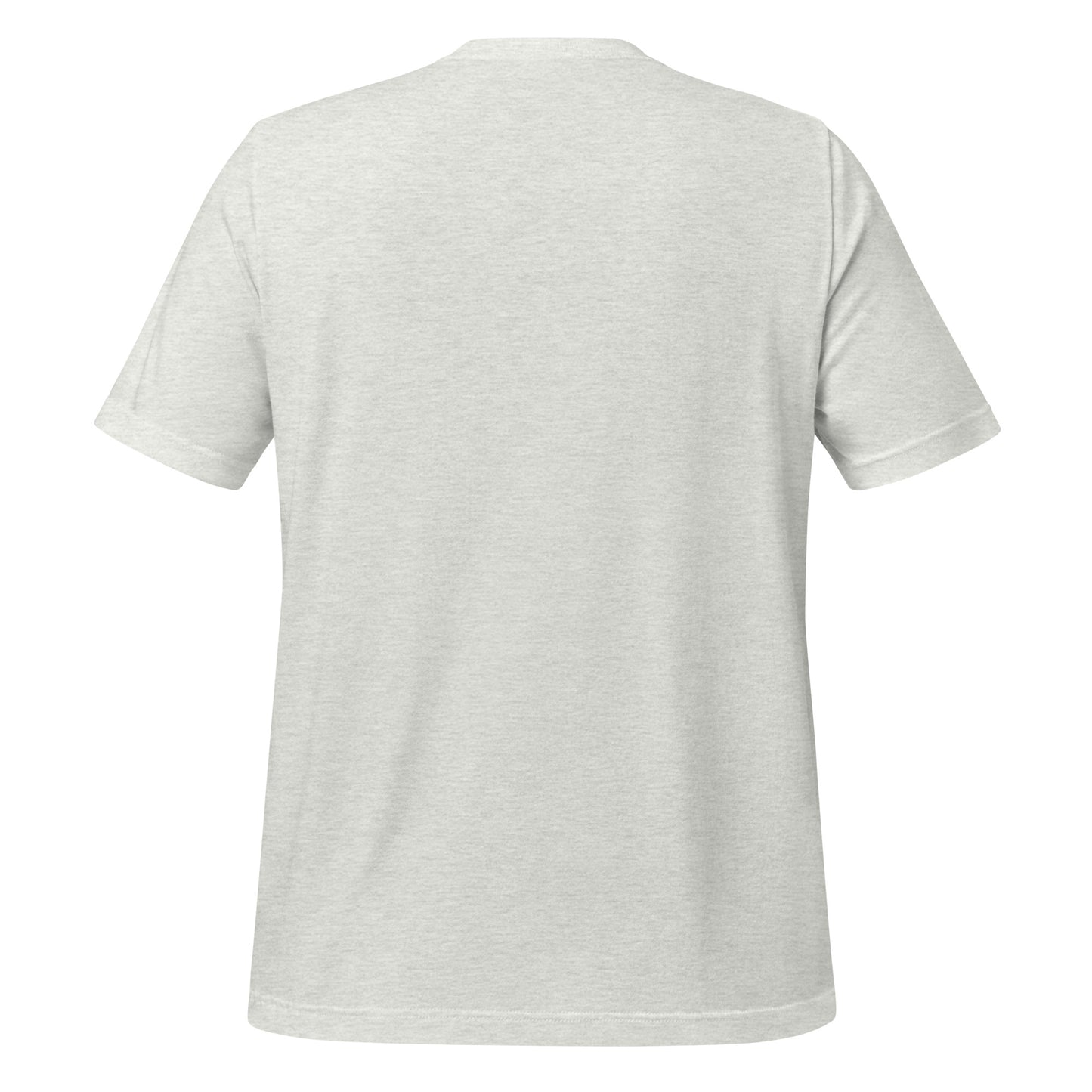 Plain back view of Redeemed T-shirt in ash gray.