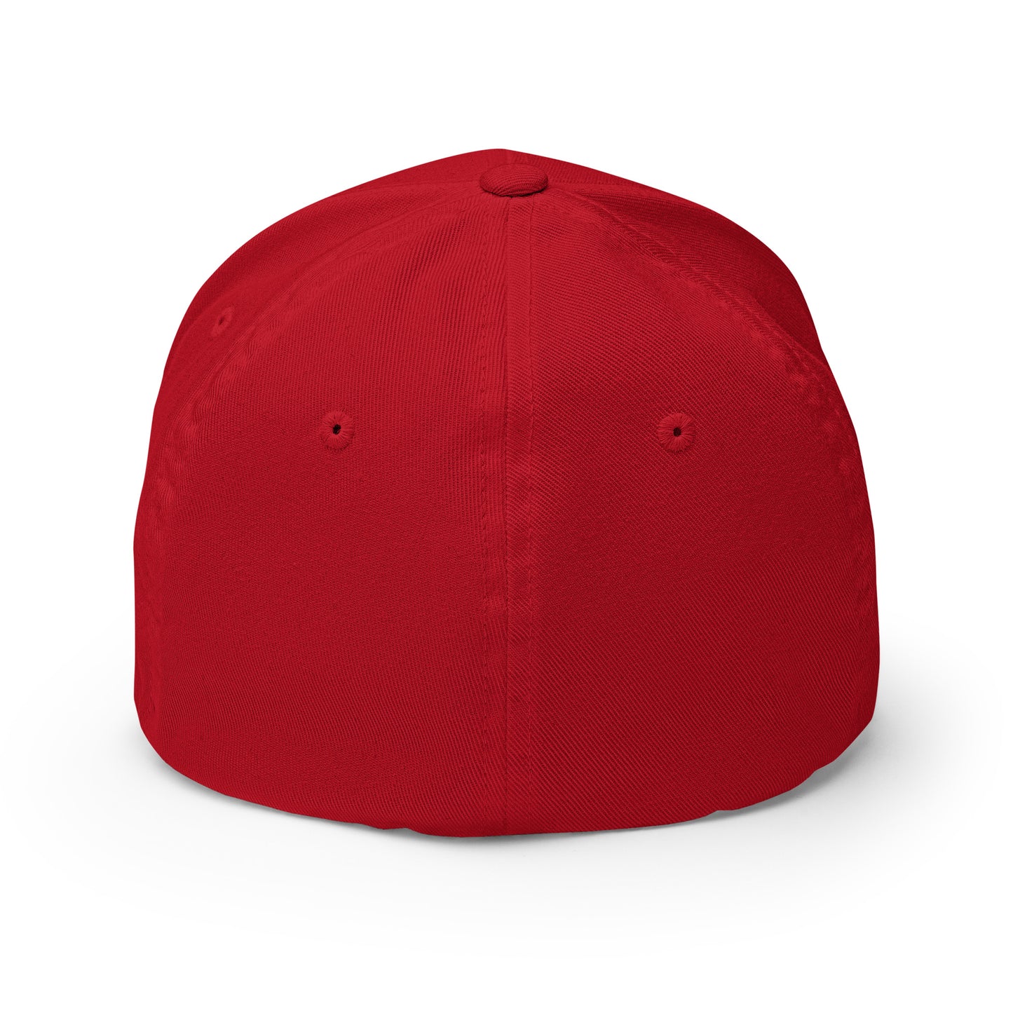 Back view of red Flexfit hat "God With Us"