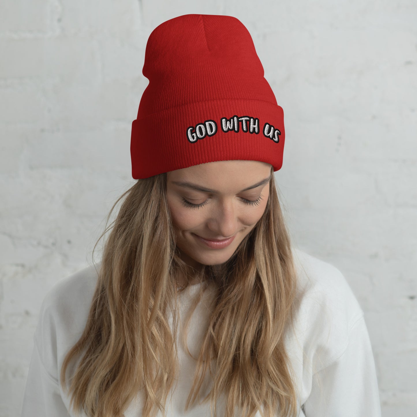 God With Us Beanie – Isaiah 7:14 Embroidered Hat