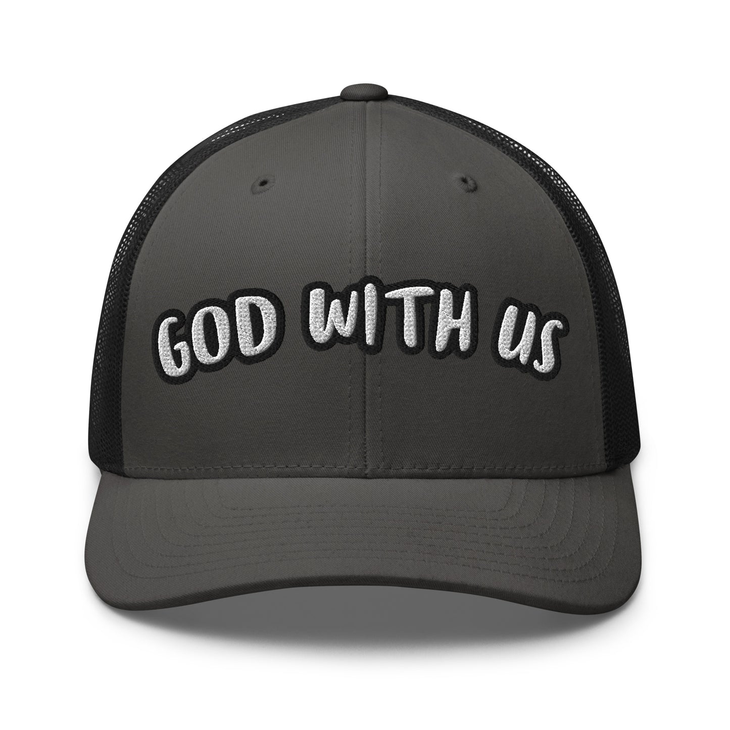 God With Us Trucker Hat – Gray & Black with Bold Embroidery