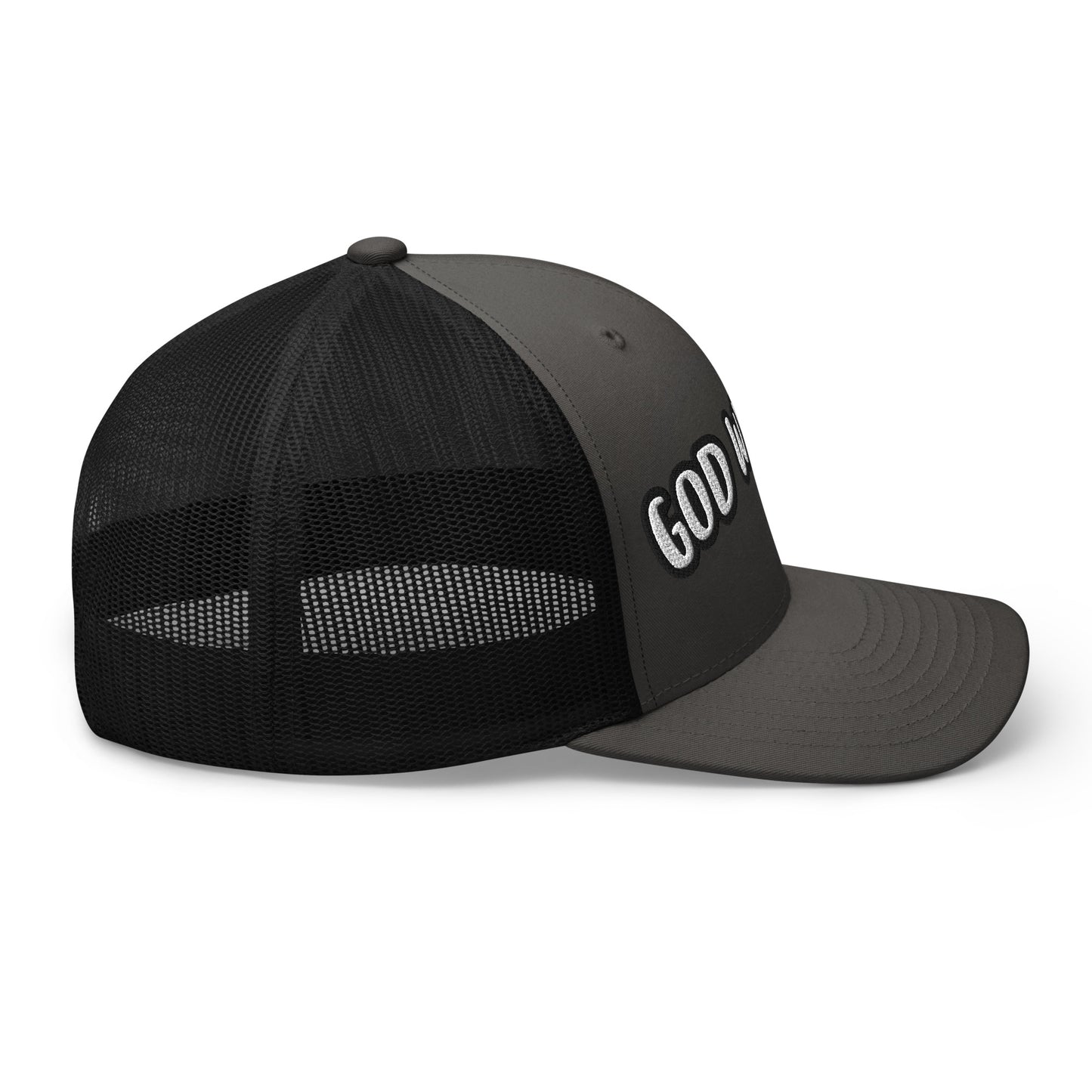 God With Us Trucker Hat – Gray & Black with Bold Embroidery
