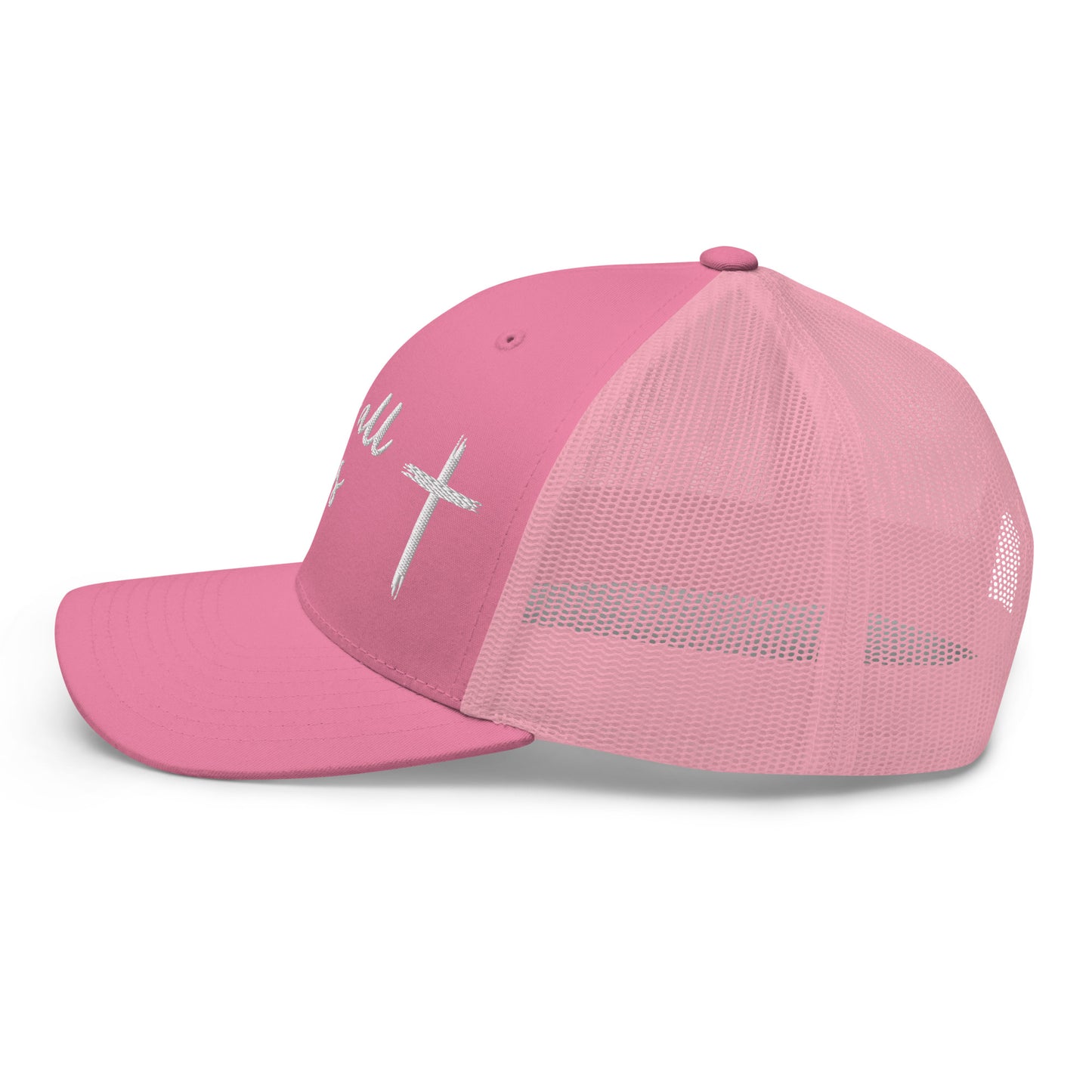 I Can Do All Things Pink Trucker Hat – Embroidered | Philippians 4:13