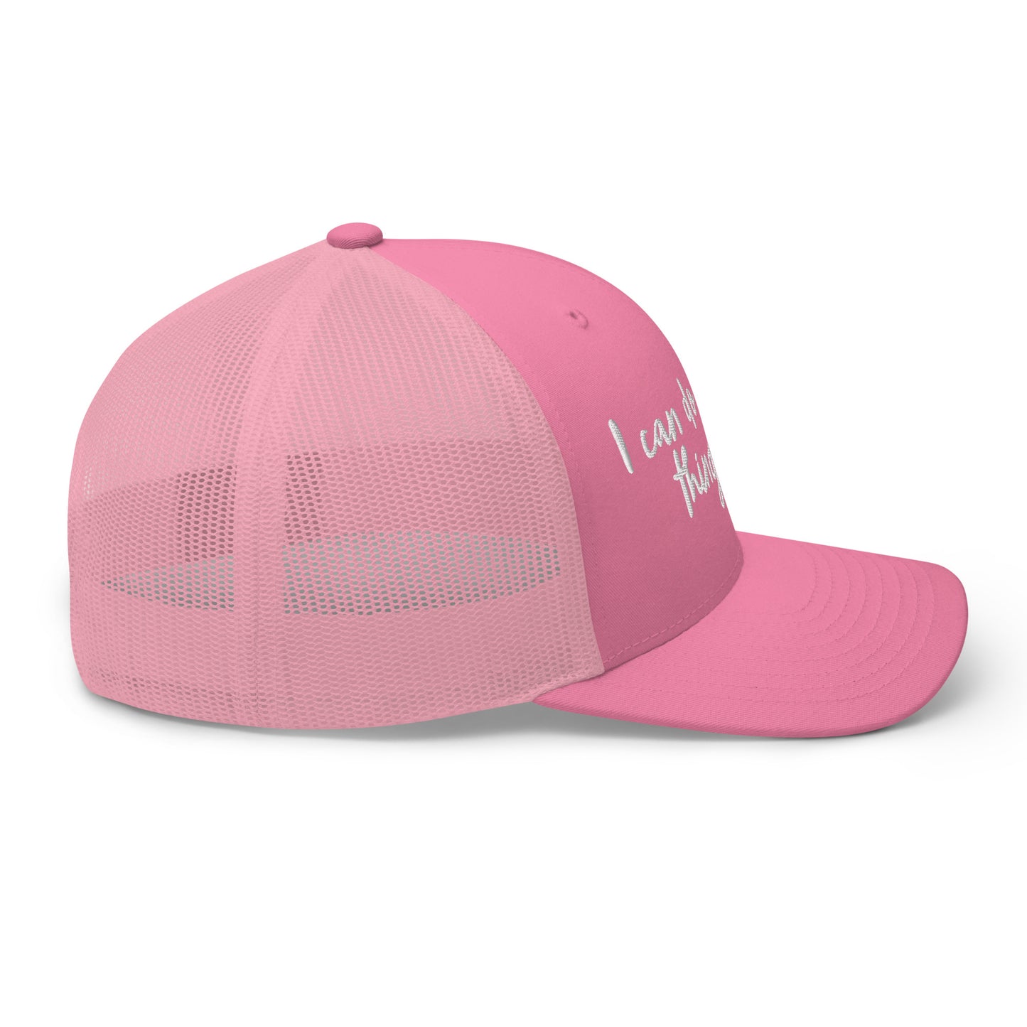I Can Do All Things Pink Trucker Hat – Embroidered | Philippians 4:13