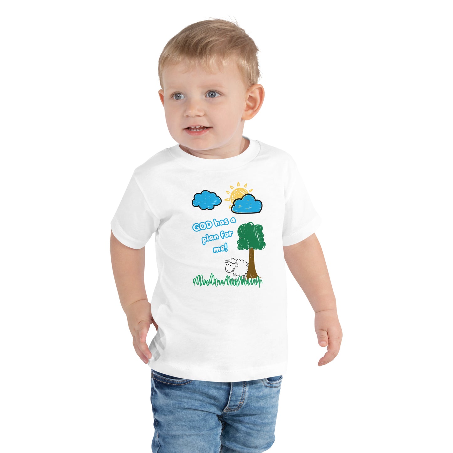 Faith-Based Toddler Tee – “God Has a Plan for Me”