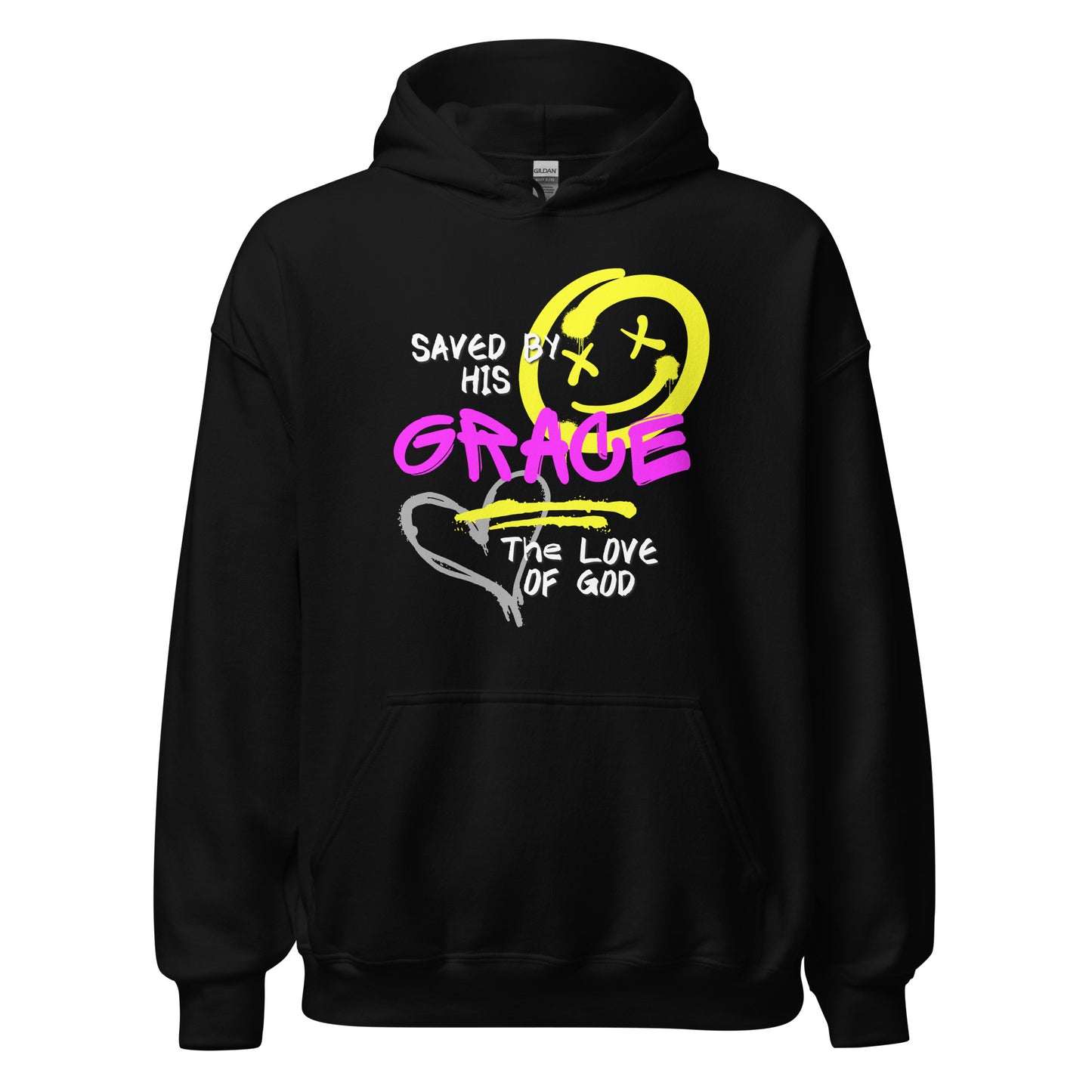 Saved by His Grace Hoodie – Graffiti Faith Design