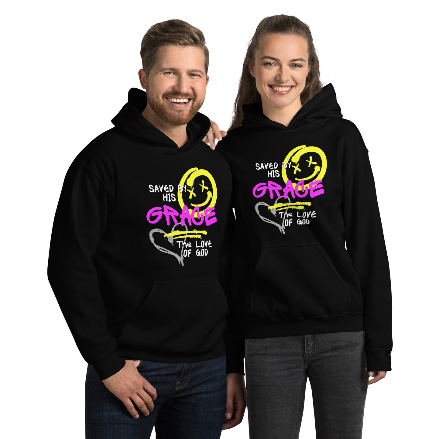 Saved by His Grace Hoodie – Graffiti Faith Design