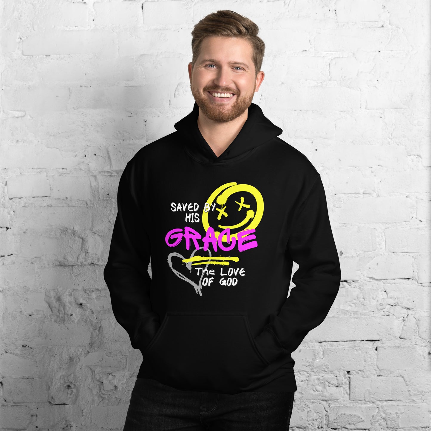 Saved by His Grace Hoodie – Graffiti Faith Design