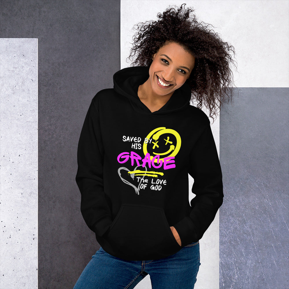 Saved by His Grace Hoodie – Graffiti Faith Design