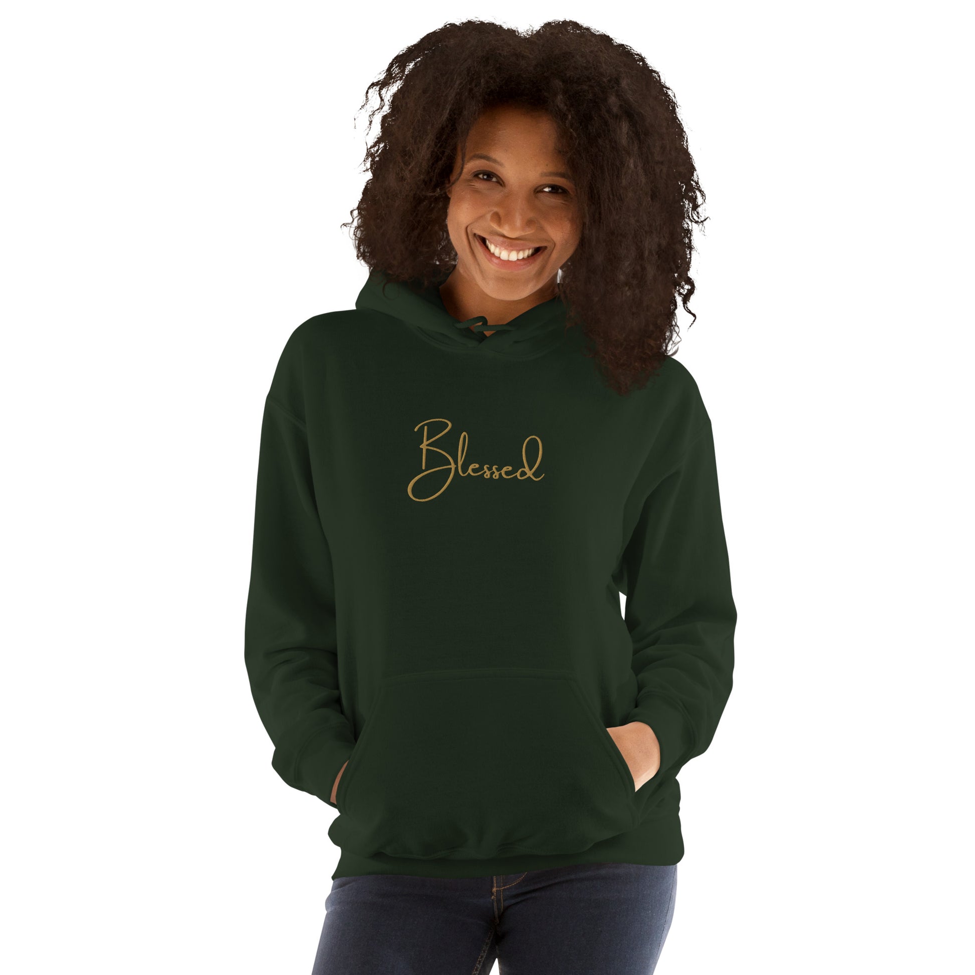Lifestyle photo – woman wearing Blessed Christmas Edition hoodie