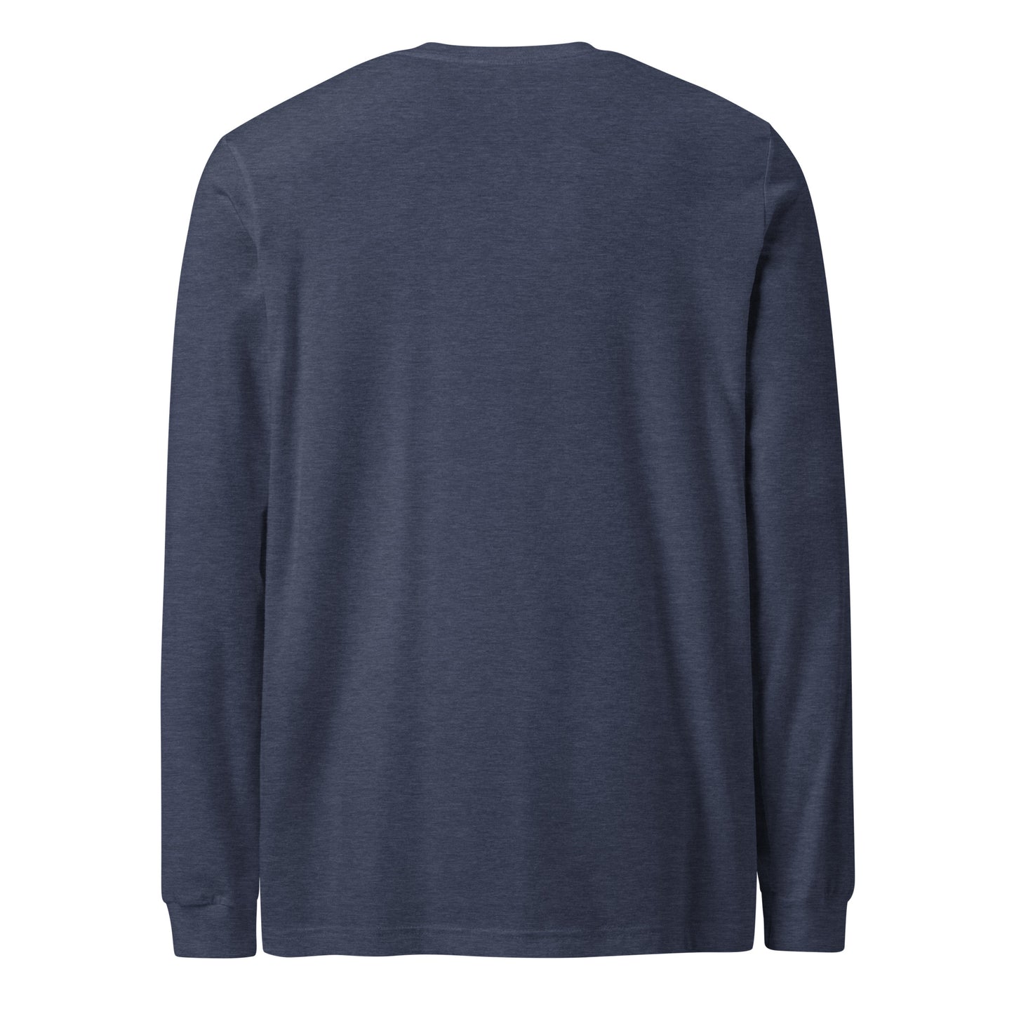 Back view of Peace on Earth long sleeve Christmas tee in solid color – plain with no print
