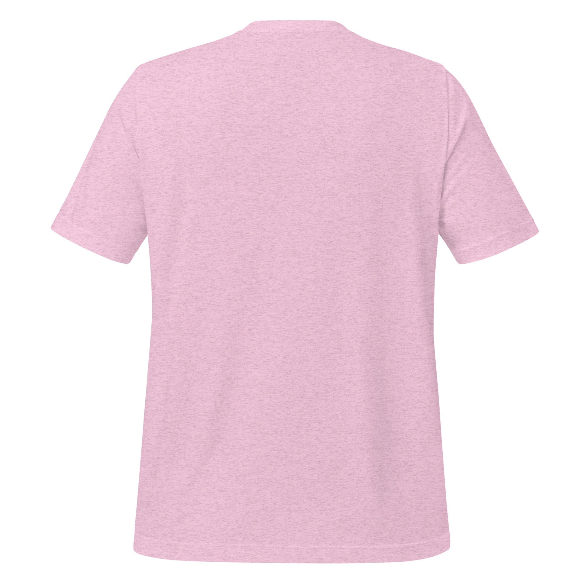 Plain back view of Redeemed T-shirt in heather prism lilac.
