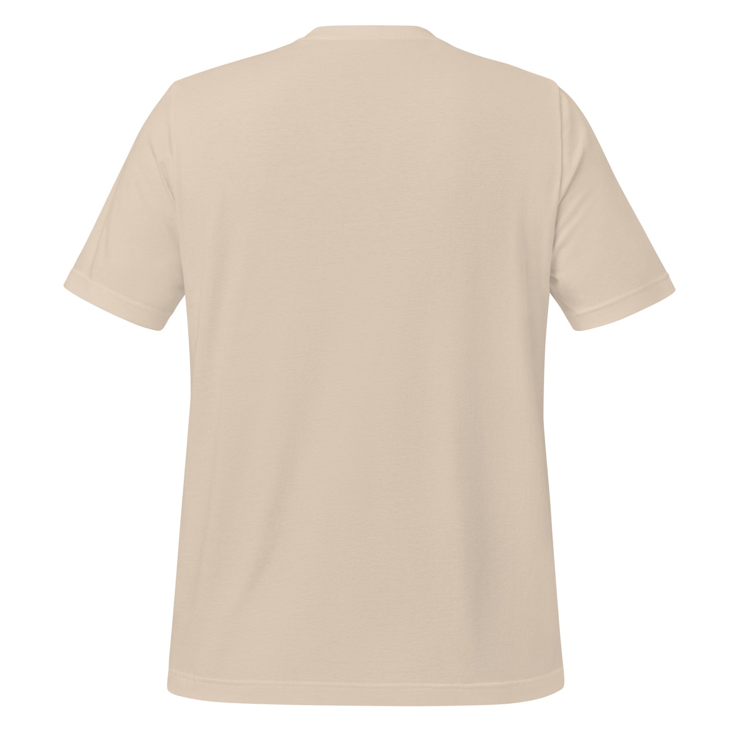 Plain back view of Redeemed T-shirt in soft cream.
