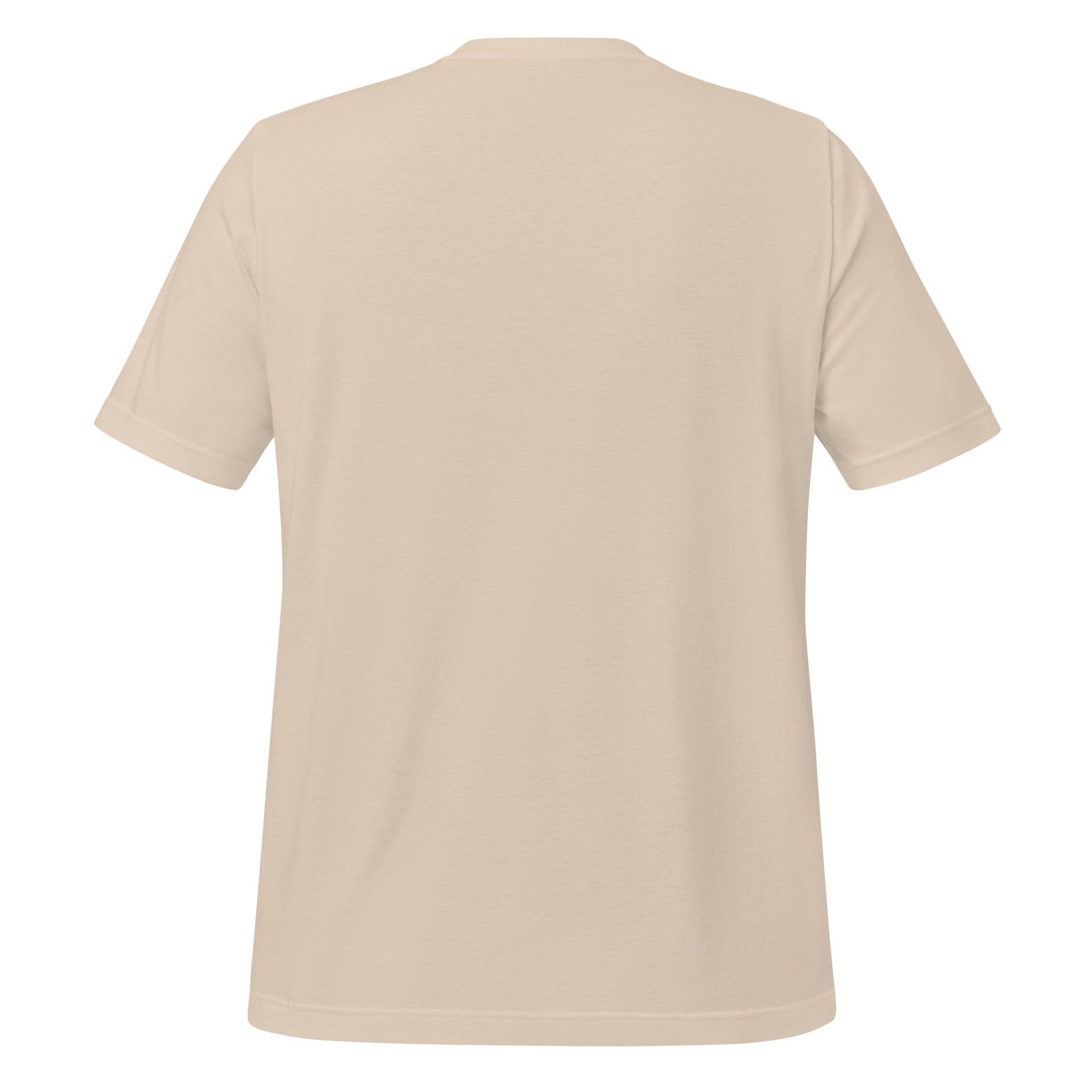 Plain back view of Redeemed T-shirt in soft cream.

