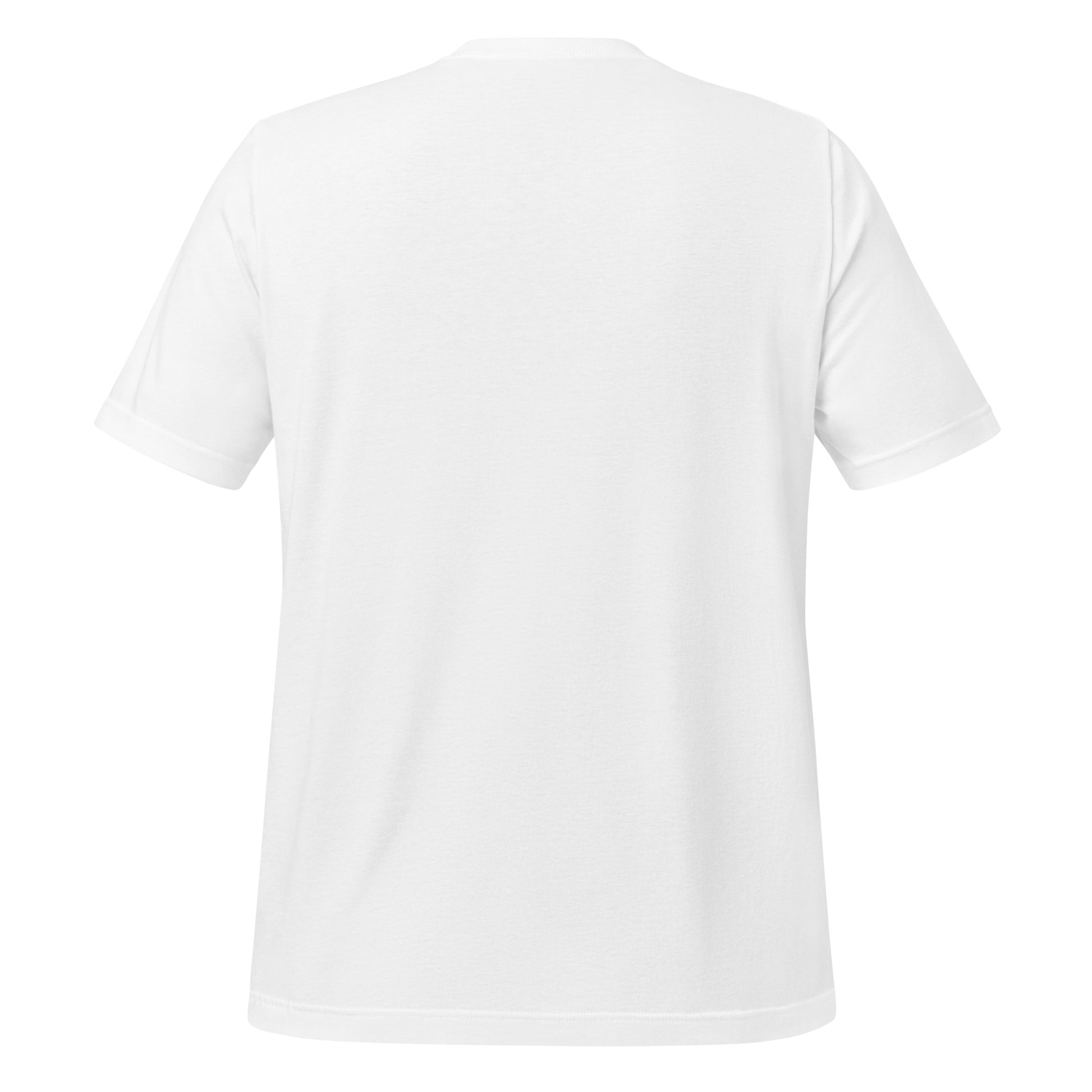 Plain back view of Redeemed T-shirt in white.
